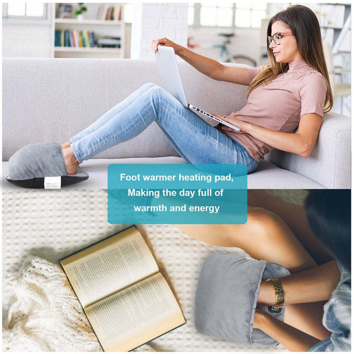 Heated Foot Pillow w/ Massage Vibration
