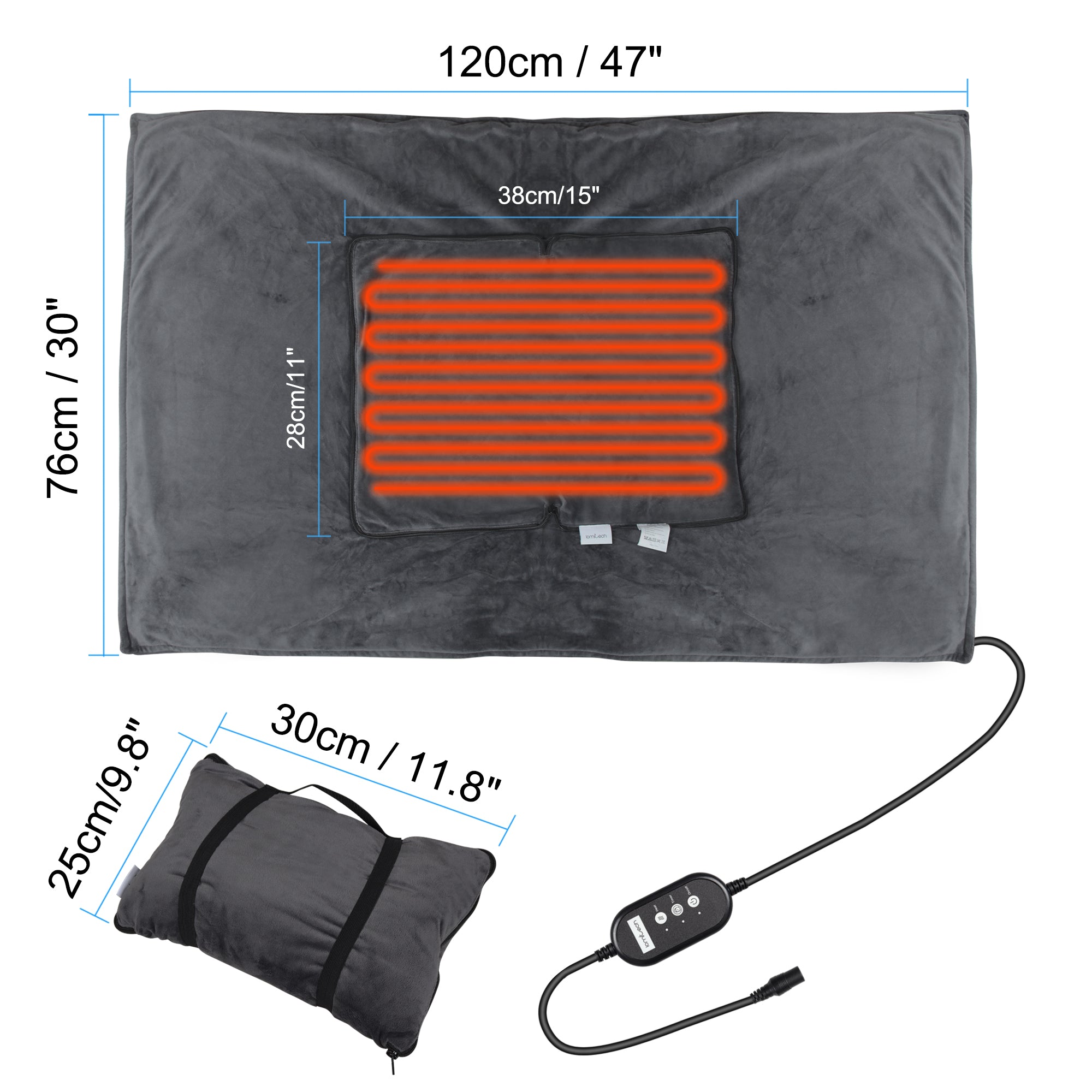 Electric Heated Throw Blanket Fold able Blanket Bed Throw 12V2A